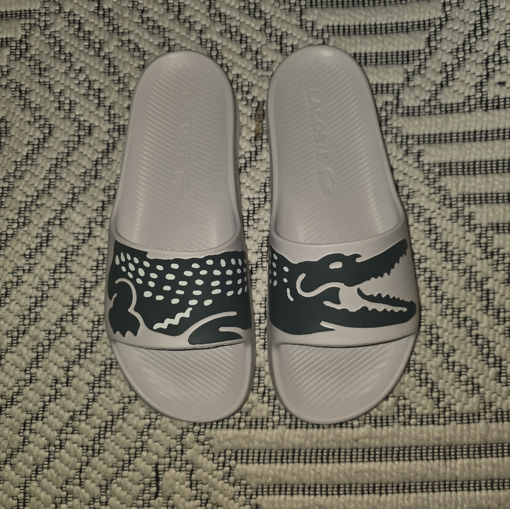 Lacoste  Slide Sandals with Green Croc Motif